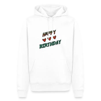 JAHRESTAG. ALLES GUTE ZUM GEBURTSTAG!. ALLES GUTE ZUM GEBURTSTAG!. - Männer Premium Bio Hoodie - Weiß - Vorne - Nico (187cm)