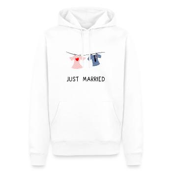 JUST MARRIED. MARRIED. ES LEBE DIE EHE - Männer Premium Bio Hoodie - Weiß - Vorne - Nico (187cm)