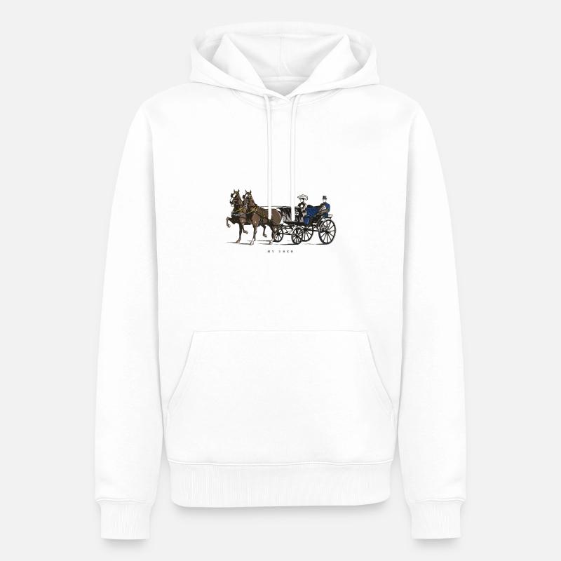 Le cheval comme mon Uber - Sweat à capuche Premium bio Homme - blanc