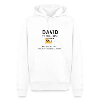David prénom drôle sarcastique Cadeaux david - Sweat à capuche Premium bio Homme - blanc - Devant - Nico (187cm)