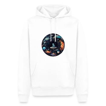 Cosmic Journeys - Men’s Premium Organic Hoodie - white - Front - Nico (187cm)