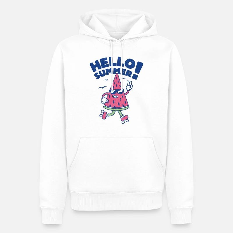 Hello Summer - Pastèque - Sweat à capuche Premium bio Homme - blanc