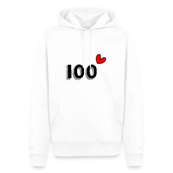 100 ANS. 100e ANNIVERSAIRE. ANNIVERSAIRE 100 ANS. - Sweat à capuche Premium bio Homme - blanc - Devant - Nico (187cm)