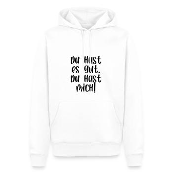 Du hast es gut du hast mich - Männer Premium Bio Hoodie - Weiß - Vorne - Nico (187cm)