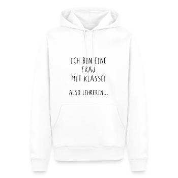 Ich bin eine Frau mit Klasse also Lehrerin - Männer Premium Bio Hoodie - Weiß - Vorne - Nico (187cm)