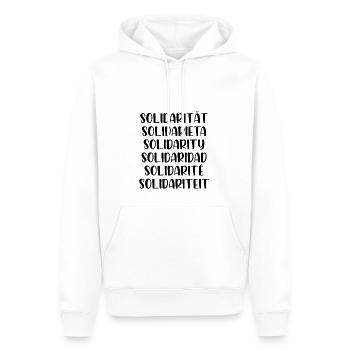 Solidarität - Männer Premium Bio Hoodie - Weiß - Vorne - Nico (187cm)