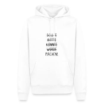 Sollte hätte würde könnte machen - Männer Premium Bio Hoodie - Weiß - Vorne - Nico (187cm)