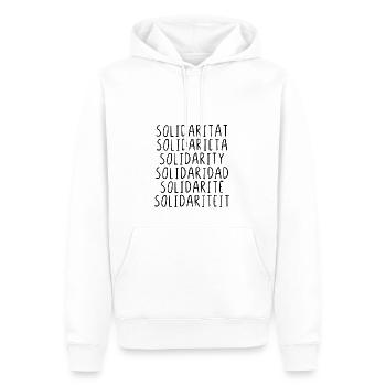 Solidarität - Männer Premium Bio Hoodie - Weiß - Vorne - Nico (187cm)