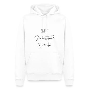 Ich? Sarkastisch? Niemals. - Männer Premium Bio Hoodie - Weiß - Vorne - Nico (187cm)