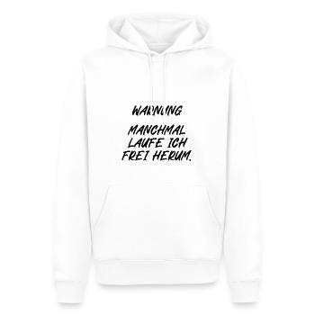 Warnung manchmal laufe ich frei herum - Männer Premium Bio Hoodie - Weiß - Vorne - Nico (187cm)