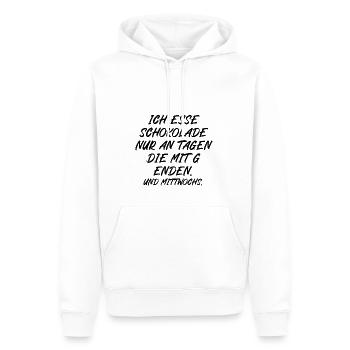 Ich esse Schokolade nur an Tagen die mit G enden - Männer Premium Bio Hoodie - Weiß - Vorne - Nico (187cm)