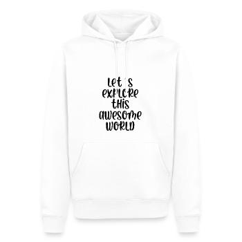 Lets explore this awesome world - Men’s Premium Organic Hoodie - white - Front - Nico (187cm)