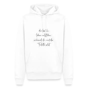 Die besten Ideen entstehen auf der Toilette - Männer Premium Bio Hoodie - Weiß - Vorne - Nico (187cm)