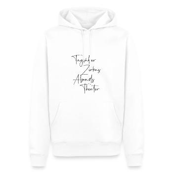 Tagsüber Zirkus abends Theater - Männer Premium Bio Hoodie - Weiß - Vorne - Nico (187cm)