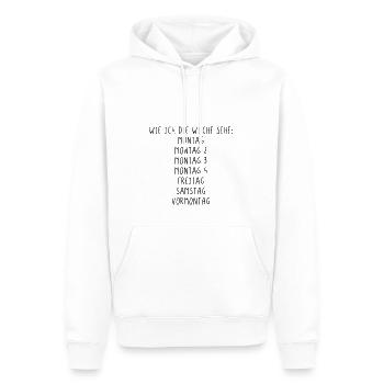 Wie ich die Woche sehe Montag Montag2 Montag3 - Männer Premium Bio Hoodie - Weiß - Vorne - Nico (187cm)