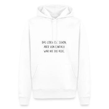 Das Leben ist schön von einfach war nie die Rede - Männer Premium Bio Hoodie - Weiß - Vorne - Nico (187cm)