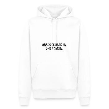 Ansprechbar in 2 3 Tassen - Männer Premium Bio Hoodie - Weiß - Vorne - Nico (187cm)
