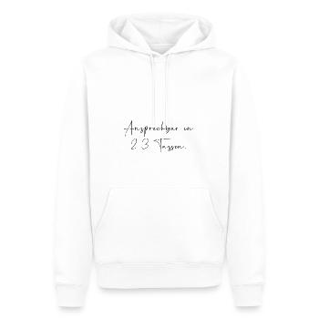 Ansprechbar in 2 3 Tassen - Männer Premium Bio Hoodie - Weiß - Vorne - Nico (187cm)