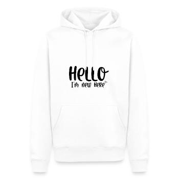 Bonjour je suis nouveau ici - Sweat à capuche Premium bio Homme - blanc - Devant - Nico (187cm)