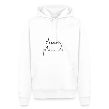 Dream Plan Do - Männer Premium Bio Hoodie - Weiß - Vorne - Nico (187cm)