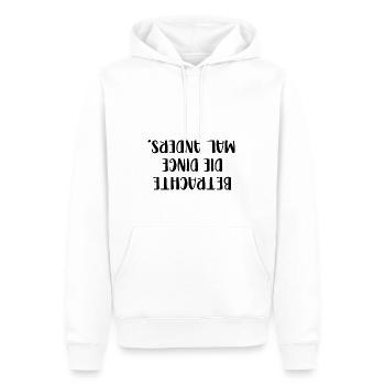 Betrachte die Dinge mal anders - Männer Premium Bio Hoodie - Weiß - Vorne - Nico (187cm)