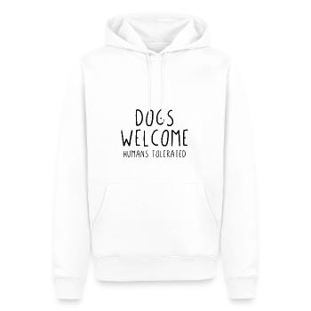 Les chiens accueillent les humains tolérés - Sweat à capuche Premium bio Homme - blanc - Devant - Nico (187cm)