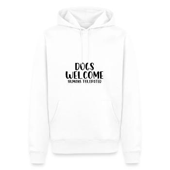 Les chiens accueillent les humains tolérés - Sweat à capuche Premium bio Homme - blanc - Devant - Nico (187cm)