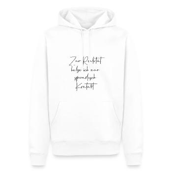 Zur Realität habe ich nur sporadisch Kontakt - Männer Premium Bio Hoodie - Weiß - Vorne - Nico (187cm)