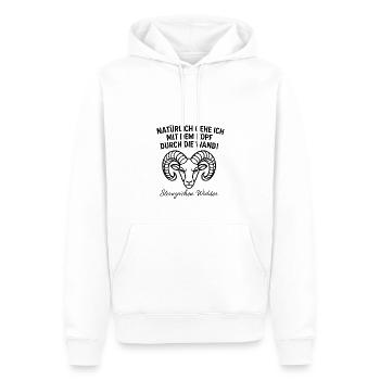 Widder Sternzeichen - Kopf durch die Wand - Männer Premium Bio Hoodie - Weiß - Vorne - Nico (187cm)