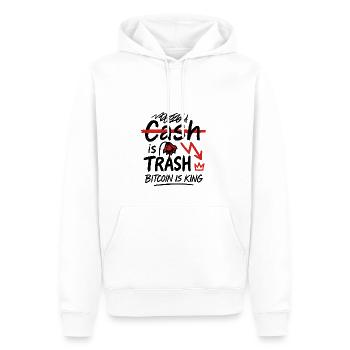 Cash is Trash Bitcoin is King Crypto - Men’s Premium Organic Hoodie - white - Front - Nico (187cm)