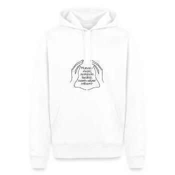 Honeste Vivere Latin Citation Sagesse - Sweat à capuche Premium bio Homme - blanc - Devant - Nico (187cm)