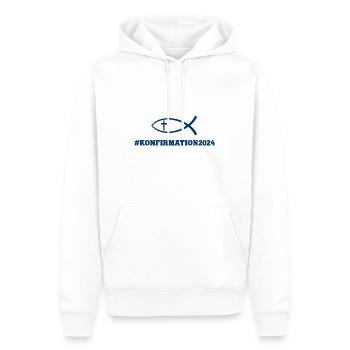 Konfirmation 2024 Fisch Symbol Kirche Glaube Gott - Männer Premium Bio Hoodie - Weiß - Vorne - Nico (187cm)