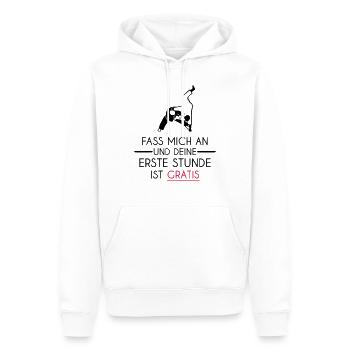 Erste Stunde | Judo Tassen & Zubehör - Männer Premium Bio Hoodie - Weiß - Vorne - Nico (187cm)