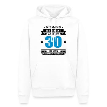 Funshirt 30 - Männer Premium Bio Hoodie - Weiß - Vorne - Nico (187cm)