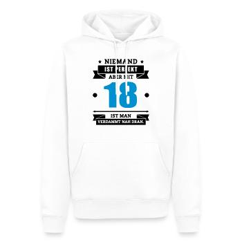 Funshirt 18 - Männer Premium Bio Hoodie - Weiß - Vorne - Nico (187cm)