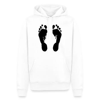 Empreintes (pieds nus) / Footprints (pieds nus) / - Sweat à capuche Premium bio Homme - blanc - Devant - Nico (187cm)