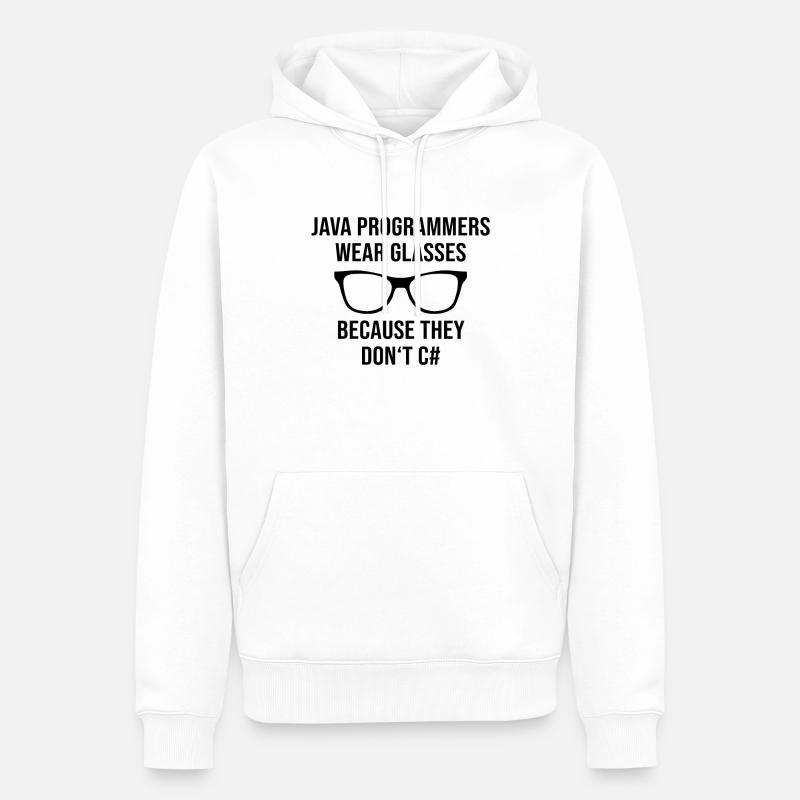 Programmeur Java Developer Glasses - Sweat à capuche Premium bio Homme - blanc