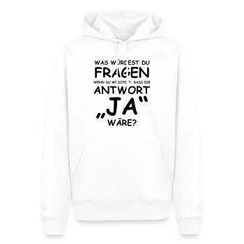 Was würdest du fragen? - Männer Premium Bio Hoodie - Weiß - Vorne - Nico (187cm)