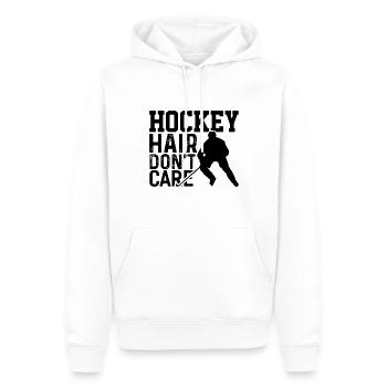 Cheveux de hockey Je me fiche des joueurs de hockey - Sweat à capuche Premium bio Homme - blanc - Devant - Nico (187cm)