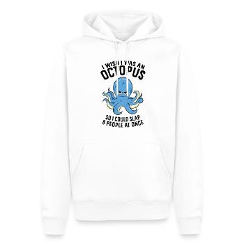 J’aimerais être une pieuvre de 8 - Sweat à capuche Premium bio Homme - blanc - Devant - Nico (187cm)