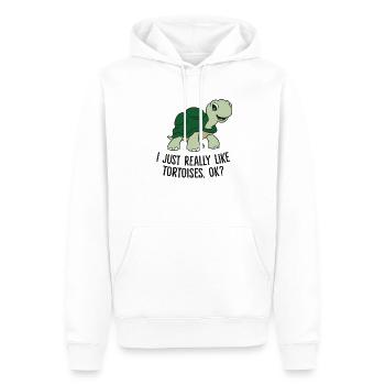 J’aime les tortues Tout simplement Ok - Sweat à capuche Premium bio Homme - blanc - Devant - Nico (187cm)