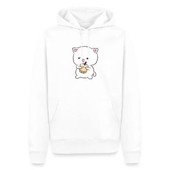 Boba Tee Katze mit Boba-Tee Katze Bubble Tea - Männer Premium Bio Hoodie - Weiß - Vorne - Nico (187cm)