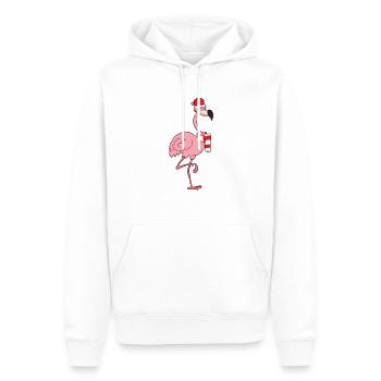Weihnachts Flamingo mit Weihnachtsmütze Flamingo - Männer Premium Bio Hoodie - Weiß - Vorne - Nico (187cm)