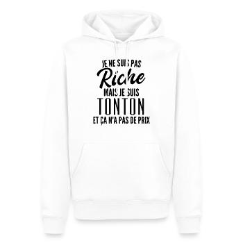 je ne suis pas riche mais je suis tonton - Sweat à capuche Premium bio Homme - blanc - Devant - Nico (187cm)