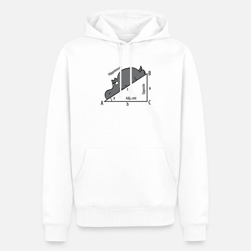 Mathe Pythagore Hypothenuse Hippopotame - Sweat à capuche Premium bio Homme - blanc