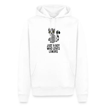 Lémurien Animal Seul Un garçon Le lémurien Aime - Sweat à capuche Premium bio Homme - blanc - Devant - Nico (187cm)