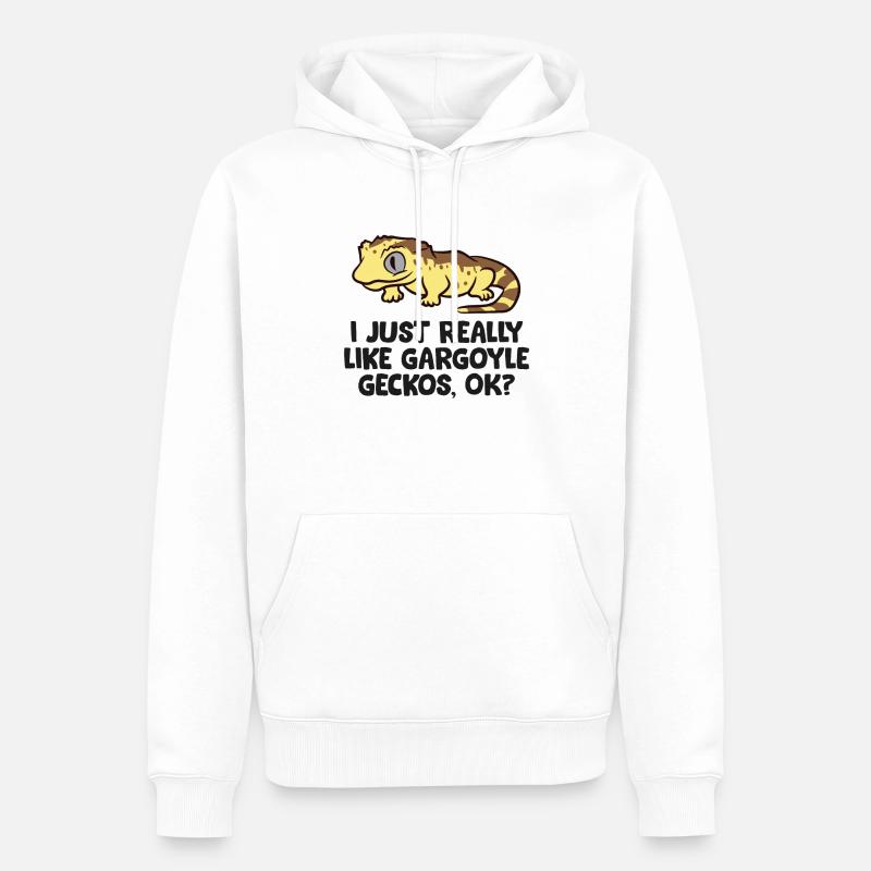 Gargoyle Gecko Lover J’aime vraiment - Sweat à capuche Premium bio Homme - blanc