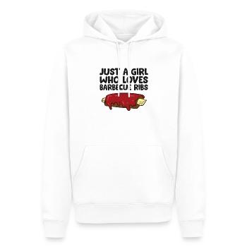 Nur ein Mädchen, das Schweinerippchen liebt - Männer Premium Bio Hoodie - Weiß - Vorne - Nico (187cm)