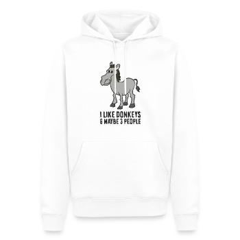 Ich mag Esel und vielleicht wie 3 Menschen Esel - Männer Premium Bio Hoodie - Weiß - Vorne - Nico (187cm)