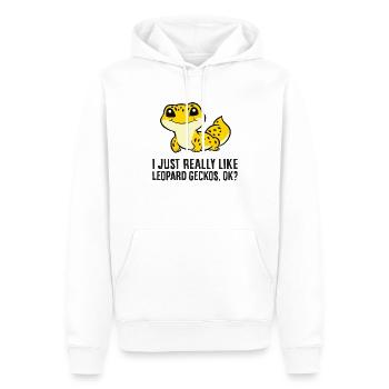 Amateurs de gecko léopard J’aime les geckos léopard - Sweat à capuche Premium bio Homme - blanc - Devant - Nico (187cm)